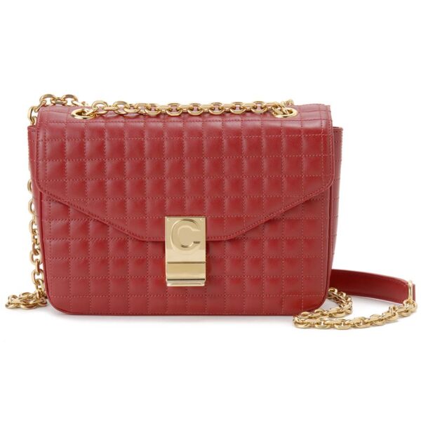 ce18725 3bfc 27ed Celine M Quilted Shoulder Bag Red