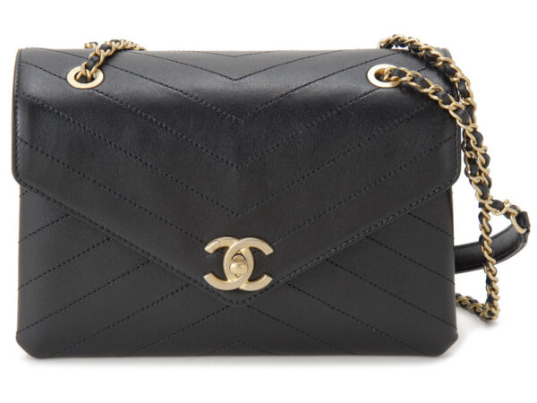 ch57431 y83566 94305 Chanel Lambskin Flap Shoulder Bag Black