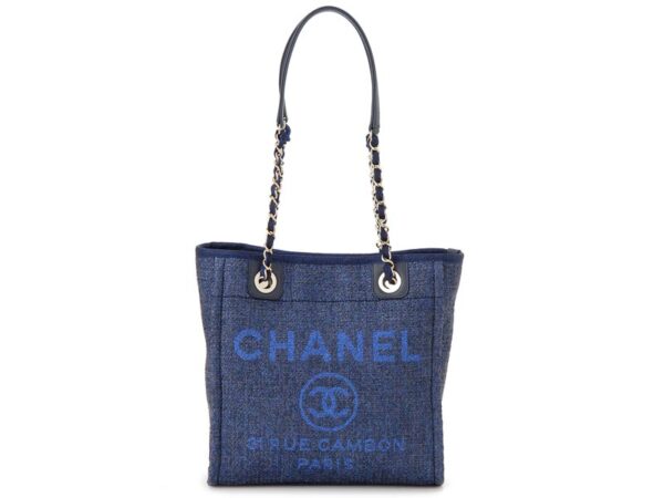 ch66939 y84118 5b746 Chanel Chain Shoulder Canvas Tote Bag Navy