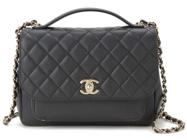 ch93608 y82224 94305 Chanel Caviar Skin Matelasse Shoulder Bag Black