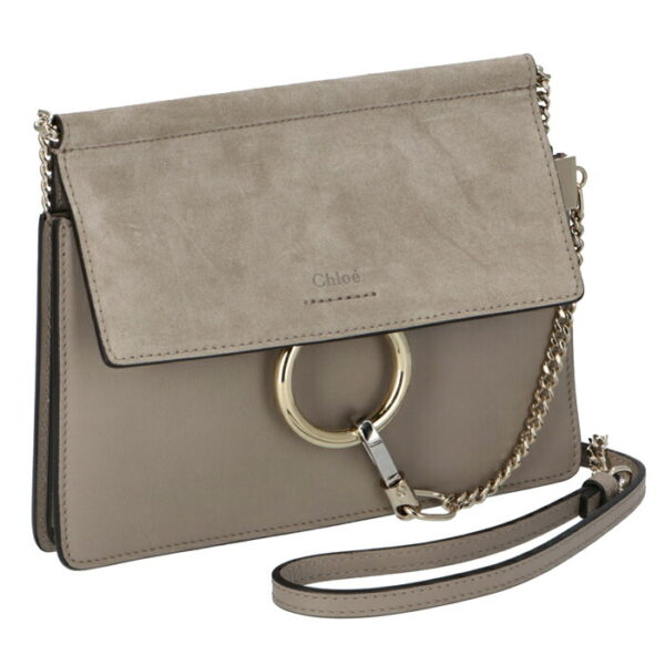 chc20ss202h2o23w Chloe Faye Mini Chain Bag Crossbody Leather Gray