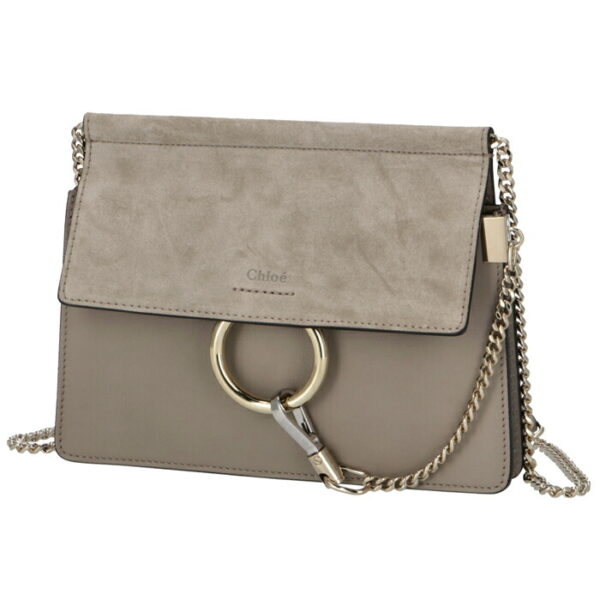 chc20ss202h2o23w 1 Chloe Faye Mini Chain Bag Crossbody Leather Gray