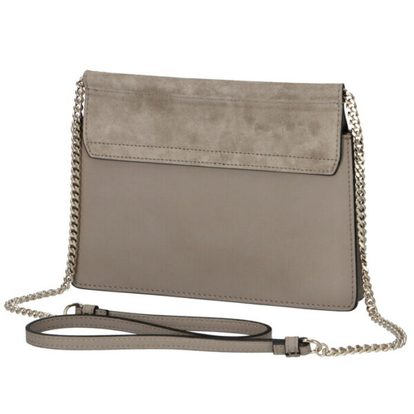 chc20ss202h2o23w 2 Chloe Faye Mini Chain Bag Crossbody Leather Gray