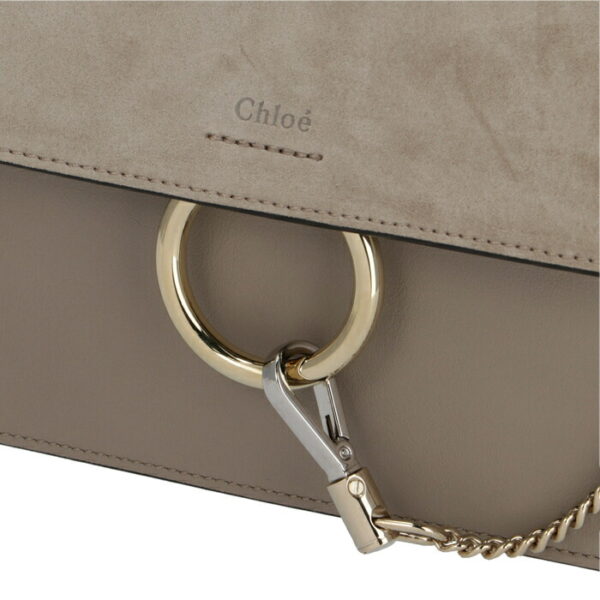 chc20ss202h2o23w 6 Chloe Faye Mini Chain Bag Crossbody Leather Gray