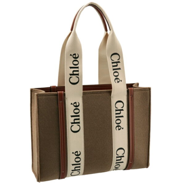 chc21ws383f3726e Chloe Woody Medium Tote Bag Recycled Felt Brown