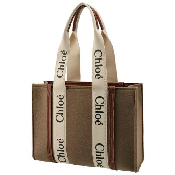 chc21ws383f3726e 2 Chloe Woody Medium Tote Bag Recycled Felt Brown