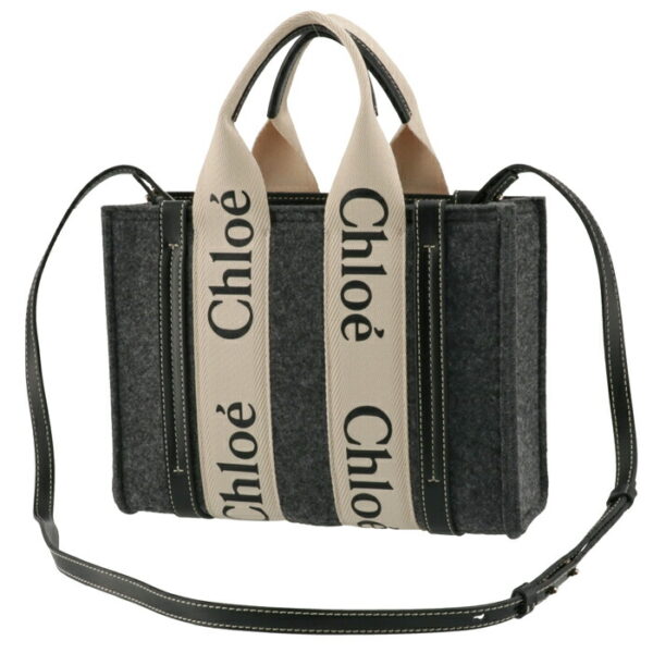 chc21ws397f37053 2 Chloe Woody Small Shoulder Bag Recycled Felt Gray