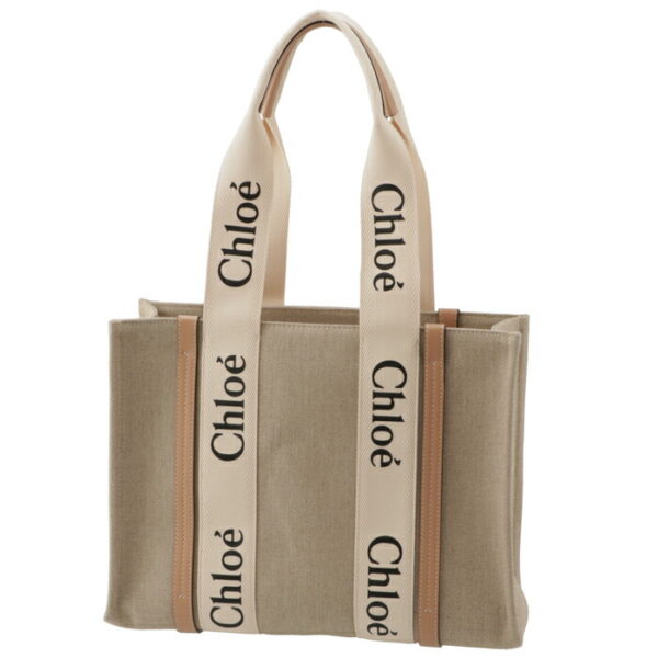 chc22as383i2690z 1 Chloe Woody Medium Canvas Tote White Navy