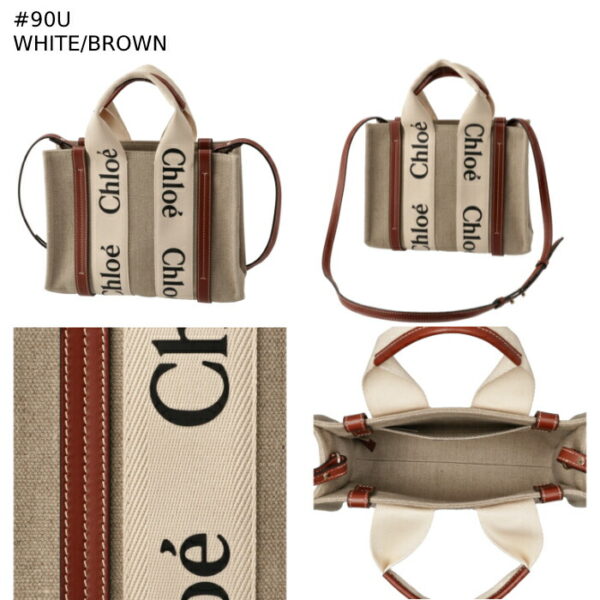 chc22as397i26 10 Chloe Woody Small Canvas Tote White Brown