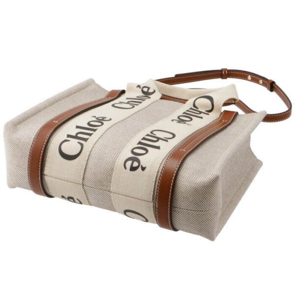 chc22as397j28 3 Chloe Woody Small Canvas Tote White Beige