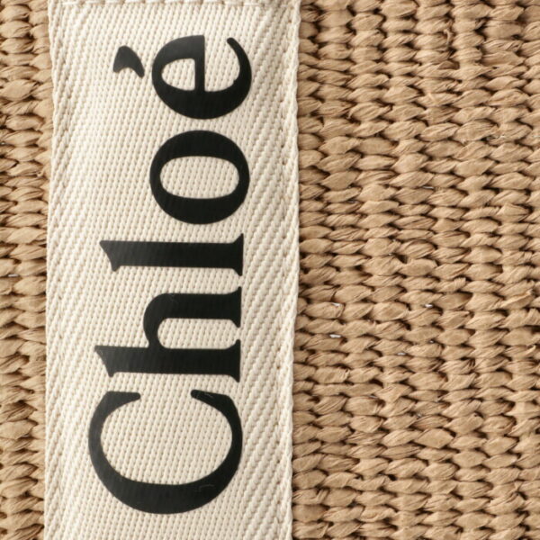 chc22ss380g55 4 Chloe Woody Large Basket Canvas Bag White Brown