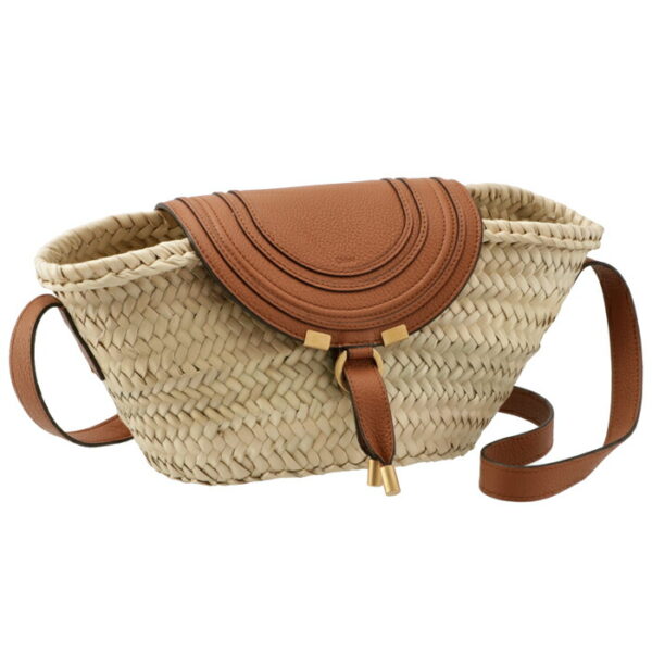 chc22ss729g5825m Chloe Marcie Small Basket Raffia Crossbody Bag Brown