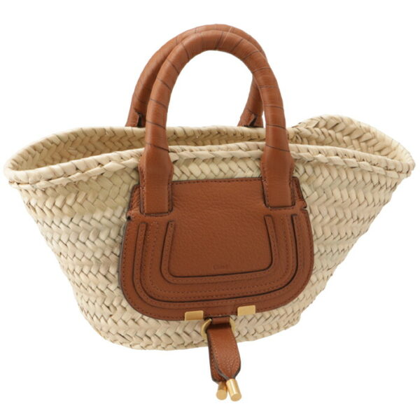 chc22ss732g5825m Chloe Marcie Mini Basket Raffia Tote Brown