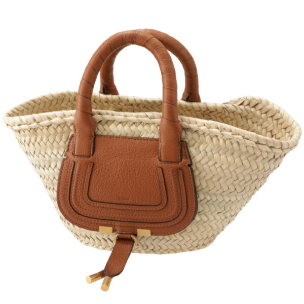 chc22ss732g5825m 1 Chloe Marcie Mini Basket Raffia Tote Brown