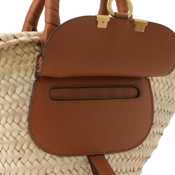 chc22ss732g5825m 6 Chloe Marcie Mini Basket Raffia Tote Brown