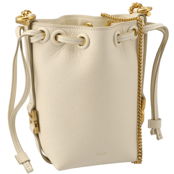 chc23ap844i31110 Chloe Marcie Micro Drawstring Bucket Leather Shoulder Bag White