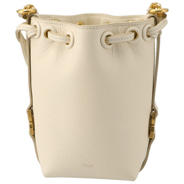 chc23ap844i31110 1 Chloe Marcie Micro Drawstring Bucket Leather Shoulder Bag White