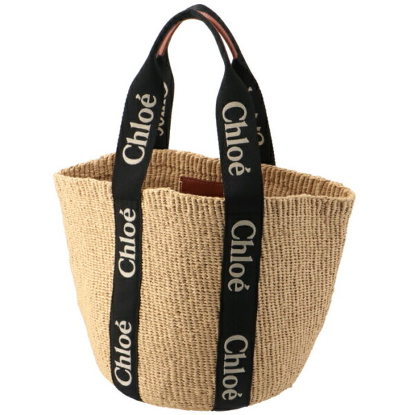 chc23as380l18 1 Chloe Woody Large Basket Canvas Tote Black Beige