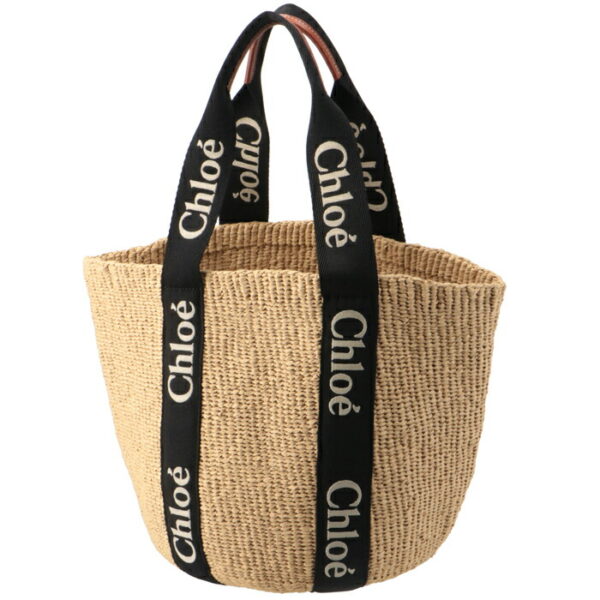 chc23as380l18 2 Chloe Woody Large Basket Canvas Tote Black Beige