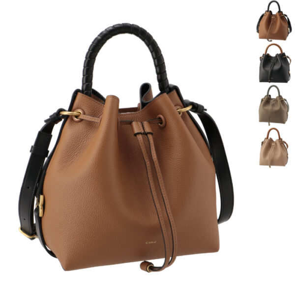 chc23as606i31 Chloe Marcie Drawstring Bucket Leather Shoulder Bag Brown