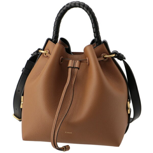 chc23as606i31 1 Chloe Marcie Drawstring Bucket Leather Shoulder Bag Brown