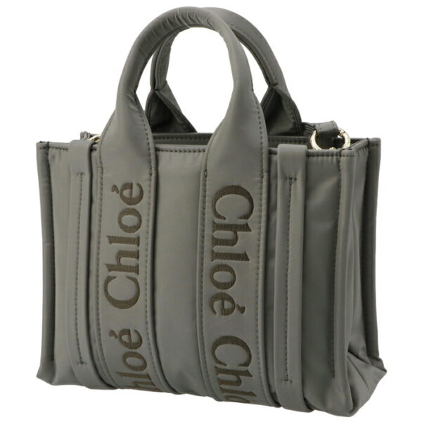 chc23ws397l41 1 Chloe Woody Small Tote Bag Nylon Gray