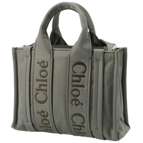 chc23ws397l41 2 Chloe Woody Small Tote Bag Nylon Gray