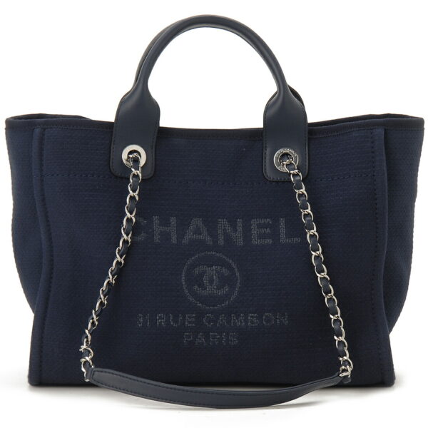 chs3257 b07300 nh627 Chanel Small Shopping Tote Bag Navy