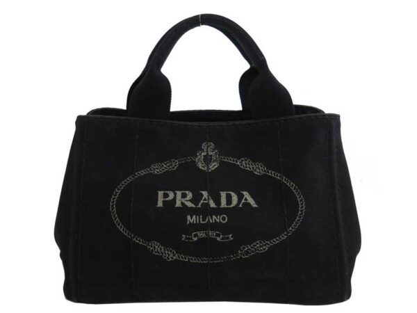 e46197d Prada Tote Bag Canapa Canvas Black