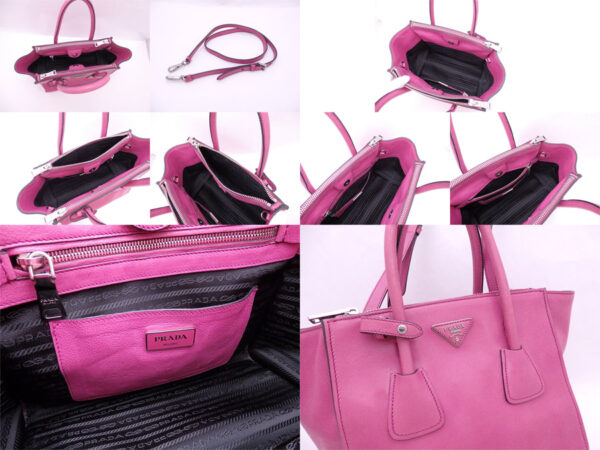 e46241d 2 Prada 2Way Handbag Leather Pink