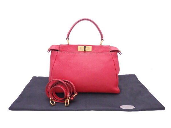 e46242d Fendi 2Way Peekaboo Bag Leather Red