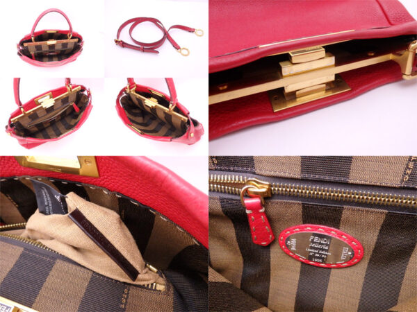 e46242d 2 Fendi 2Way Peekaboo Bag Leather Red