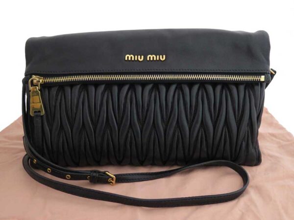 e46294d Miu Miu Shoulder Bag Clutch Bag Leather Black