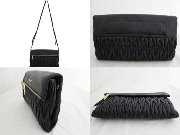 e46294d 1 Miu Miu Shoulder Bag Clutch Bag Leather Black