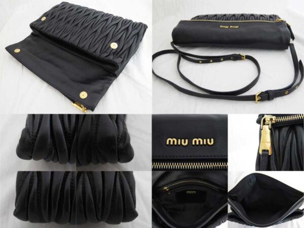 e46294d 2 Miu Miu Shoulder Bag Clutch Bag Leather Black