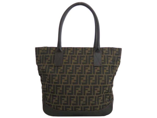 e46400a Fendi Zucca Tote Bag Canvas Leather Brown