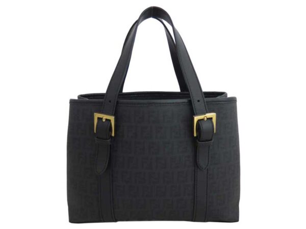 e46504a Fendi Zucchino Tote Bag Leather Black