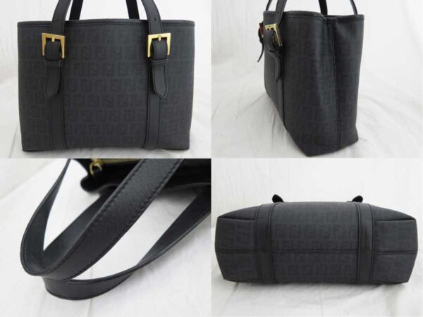 e46504a 1 Fendi Zucchino Tote Bag Leather Black