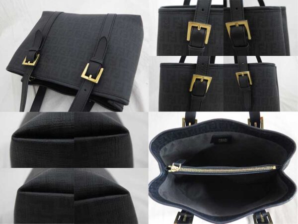 e46504a 2 Fendi Zucchino Tote Bag Leather Black