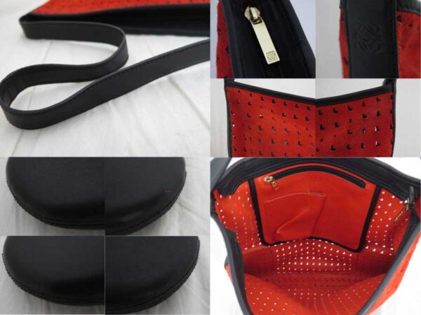 e46505a 2 Loewe Suede Leather Shoulder Bag Orange Red Black