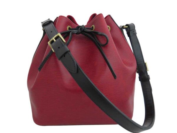 e46691a Louis Vuitton Petit Noe Epi Leather Drawstring Shoulder Bag Red Black