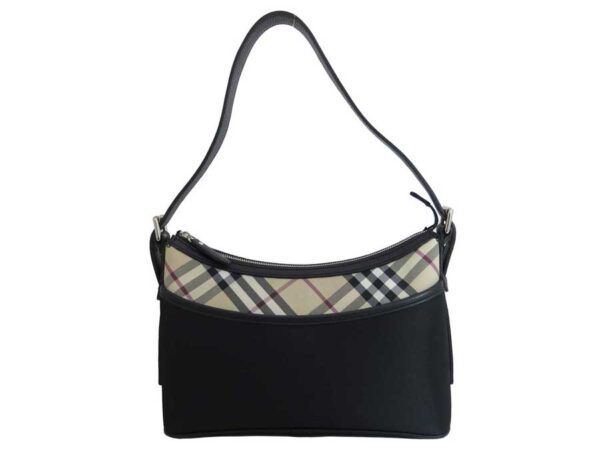 e46697e Burberry Nova Check Canvas Leather Shoulder Bag Black Beige