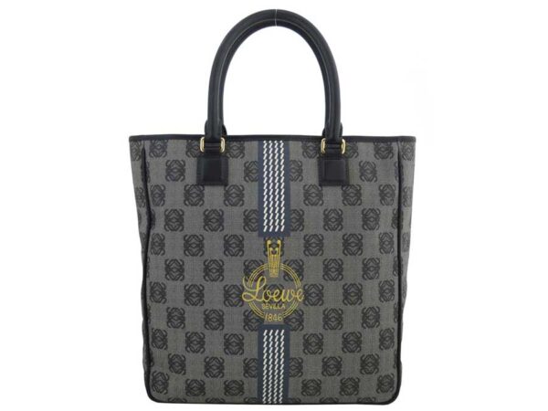 e46702a Loewe Anagram Leather Tote Handbag Gray Black