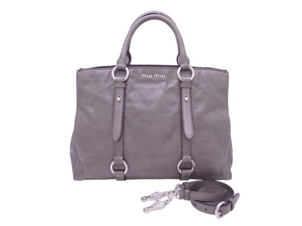 e46853f Miu Miu Handbag Shoulder Bag Leather Gray