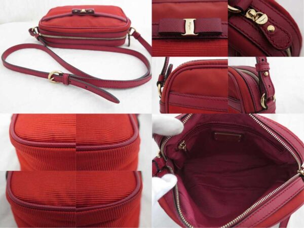 e46896a 2 Salvatore Ferragamo Rose Canvas Nylon Crossbody Bag Red