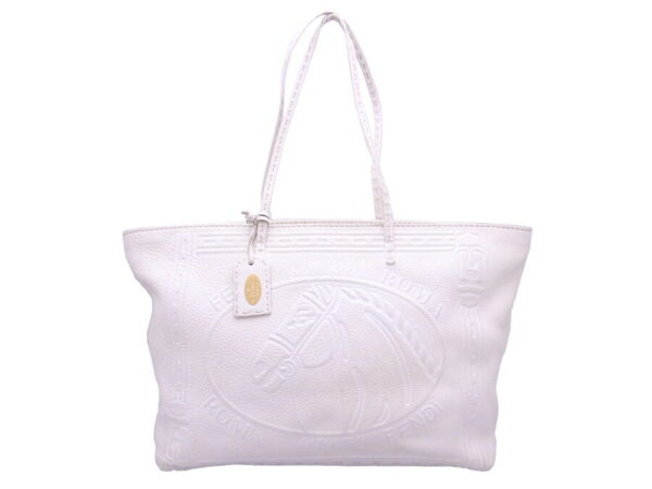 e46953 Fendi Selleria Tote Bag Leather White