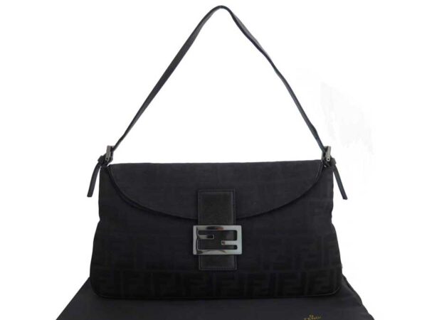 e46995a Fendi Zucca Shoulder Bag Canvas Leather Black