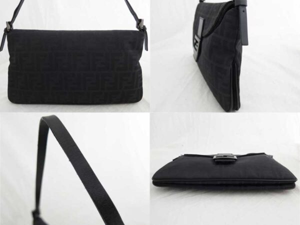 e46995a 1 Fendi Zucca Shoulder Bag Canvas Leather Black