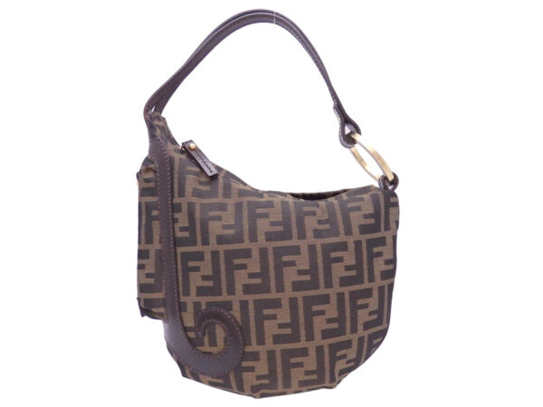 e47151f Fendi Zucca Shoulder Bag Canvas Leather Brown