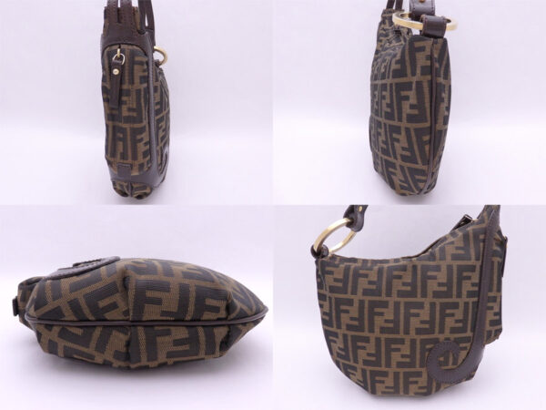 e47151f 1 Fendi Zucca Shoulder Bag Canvas Leather Brown